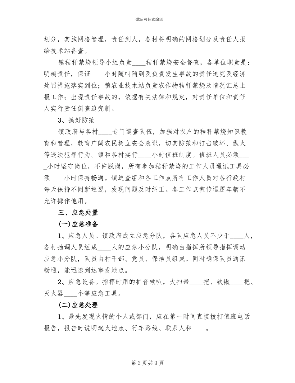 2024镇秸秆禁烧工作应急预案_第2页