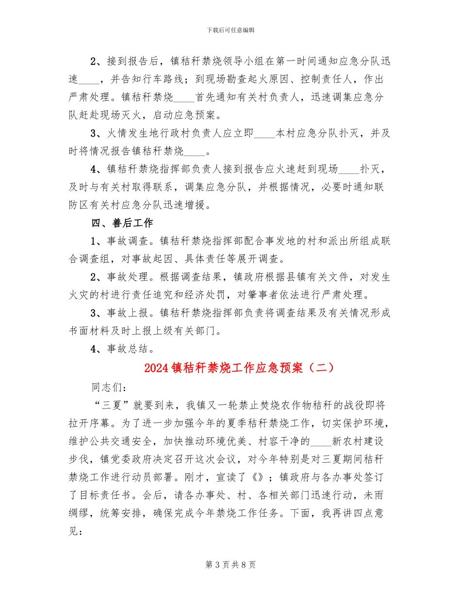 2024镇秸秆禁烧工作应急预案(2篇)_第3页
