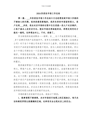 2024阶段性市场工作总结