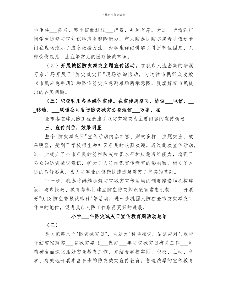 2024防灾减灾日宣传活动总结范文_第3页