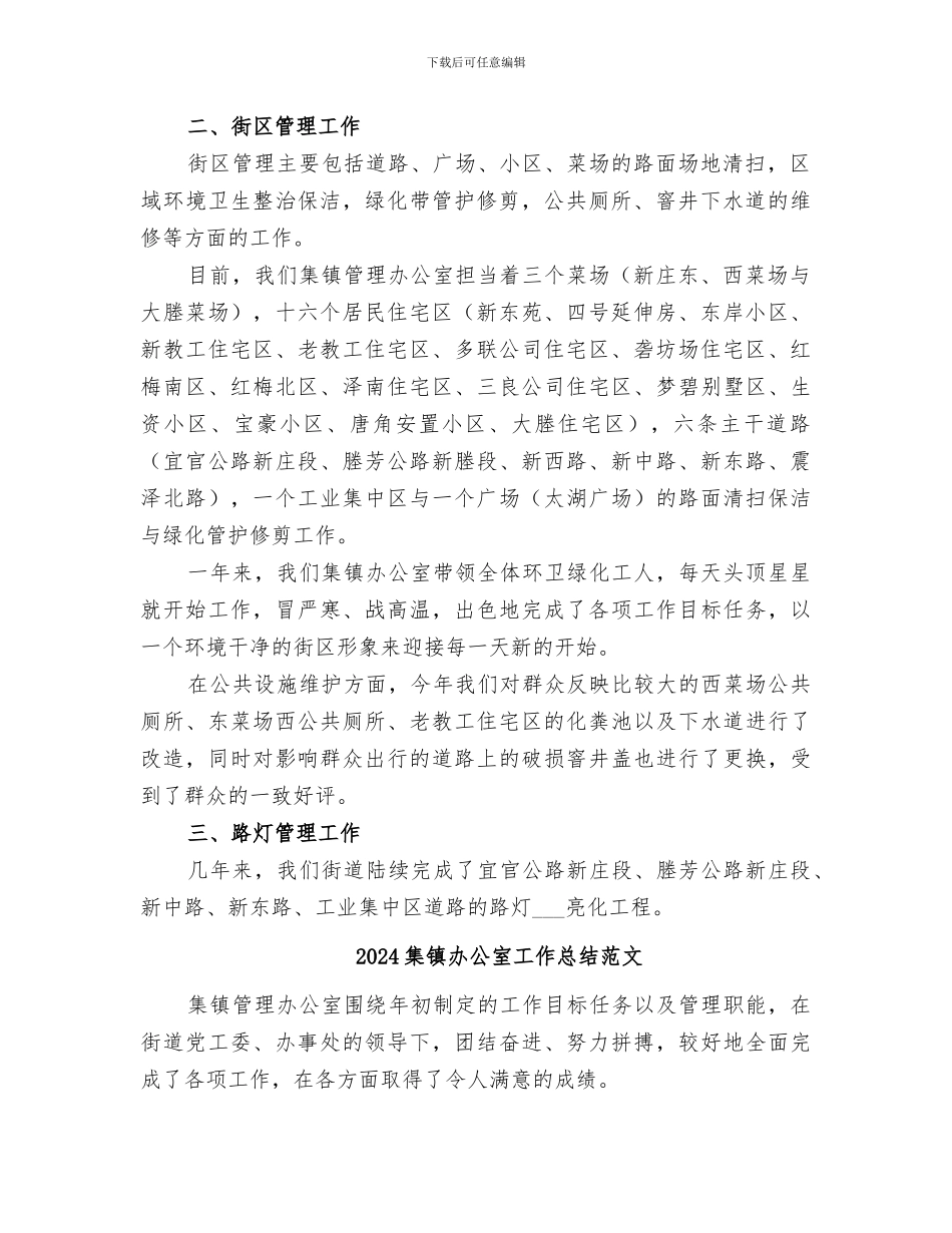 2024集镇办公室工作总结_第2页