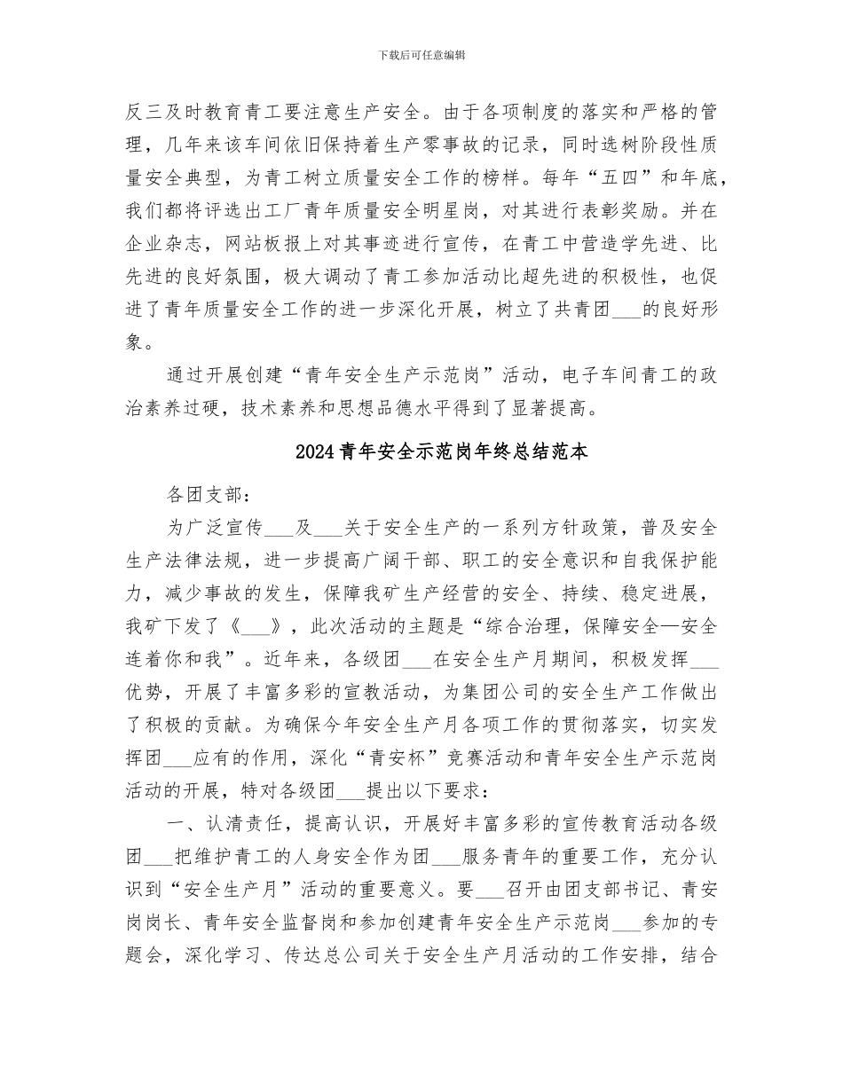 2024青年安全示范岗年终总结_第3页