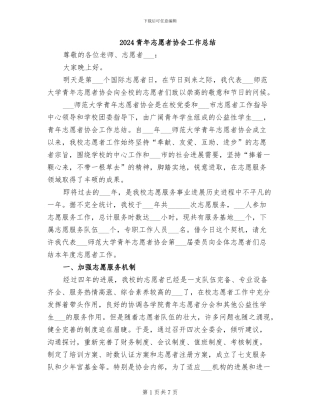 2024青年志愿者协会工作总结
