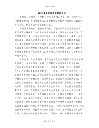 2024青年教师岗前培训总结