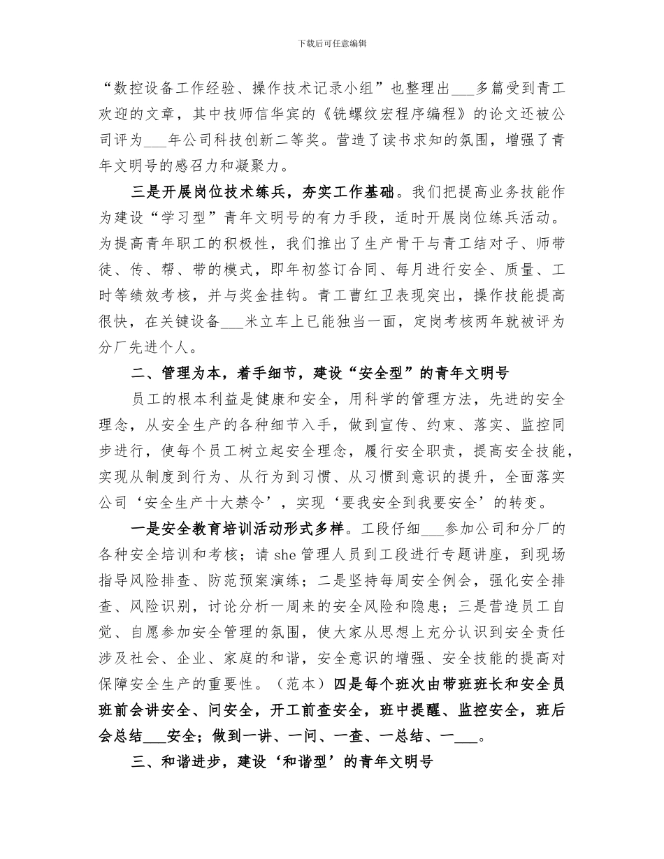 2024青年文明号总结汇报_第2页