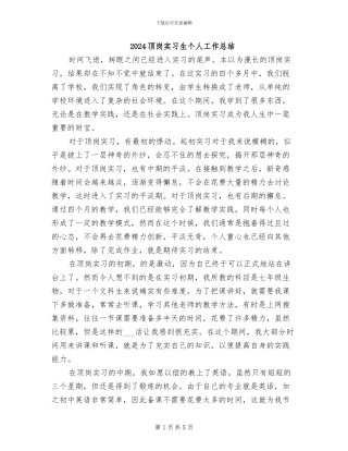 2024顶岗实习生个人工作总结