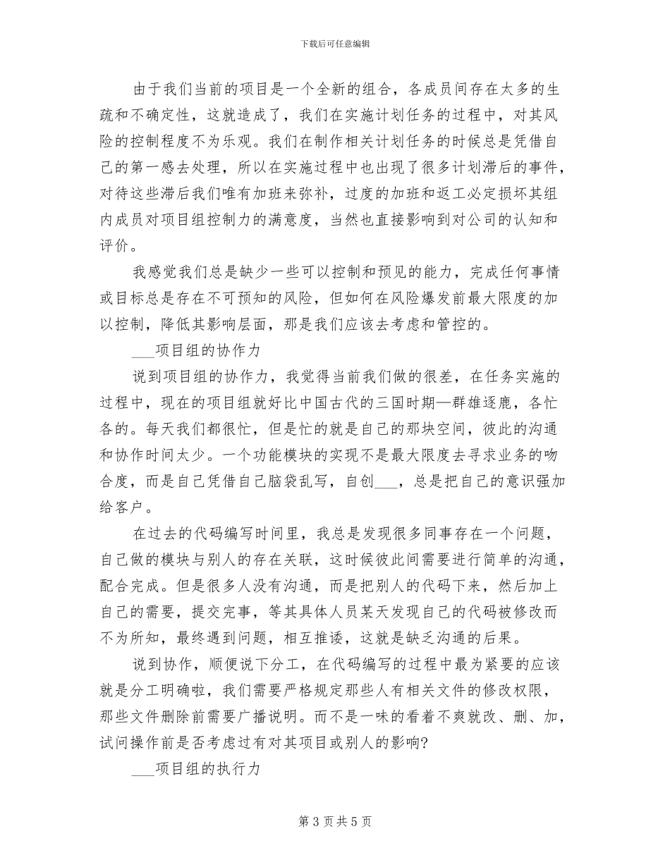 2024项目管理试用期工作总结_第3页