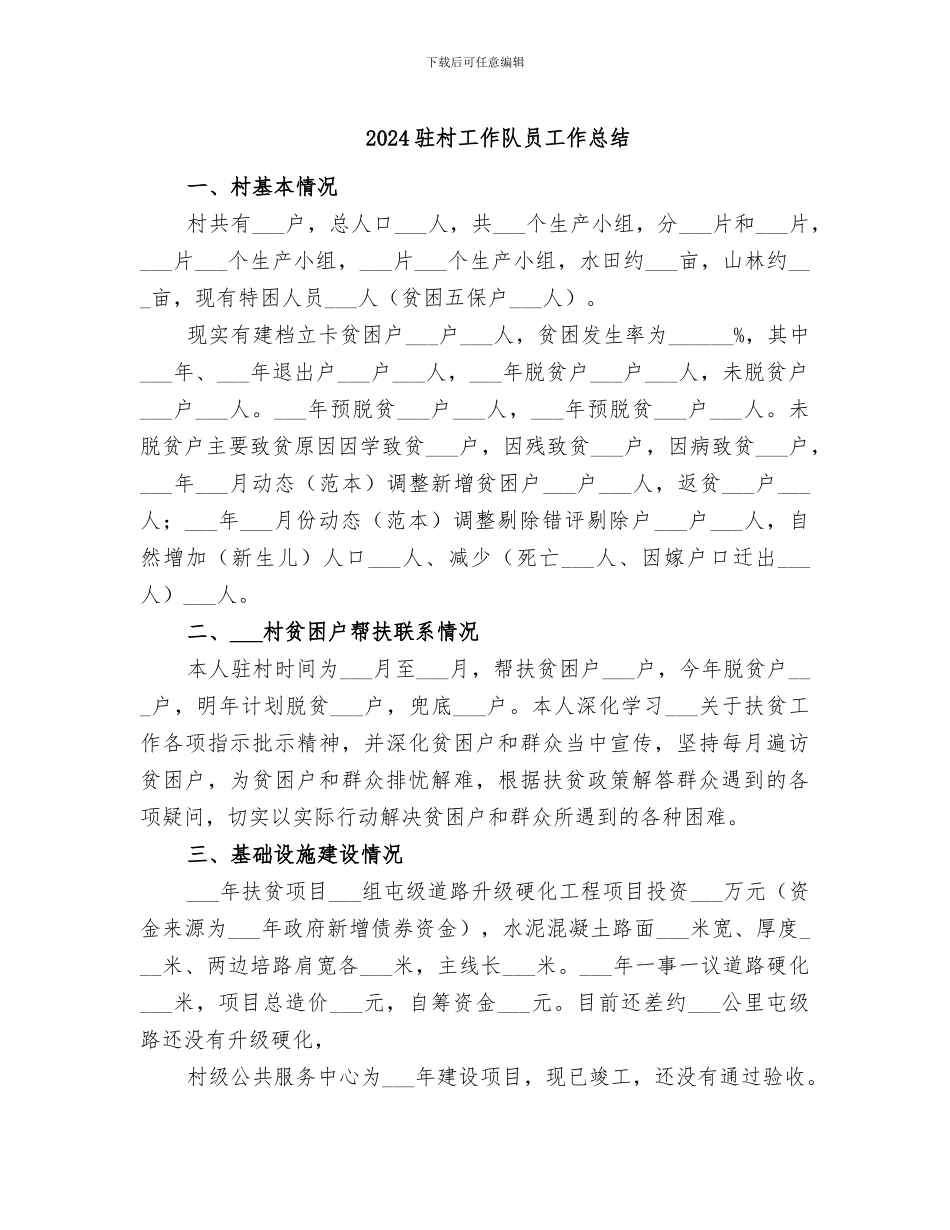 2024驻村工作队员工作总结_第1页