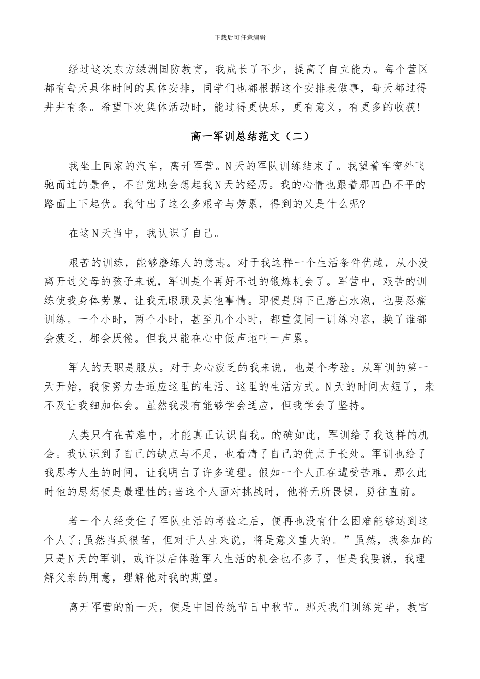 2024高一军训总结范文_第2页