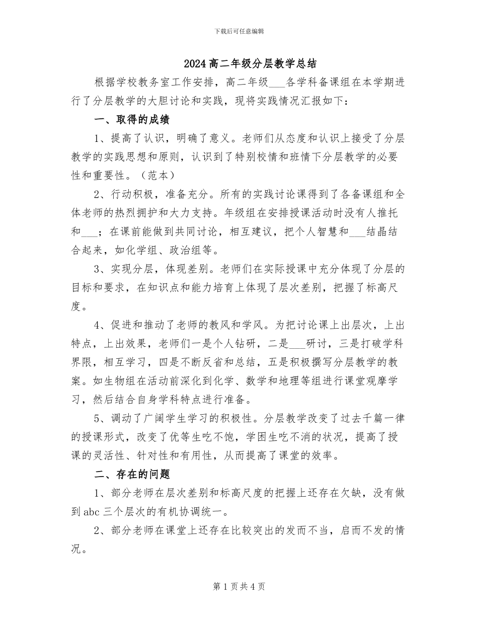 2024高二年级分层教学总结_第1页
