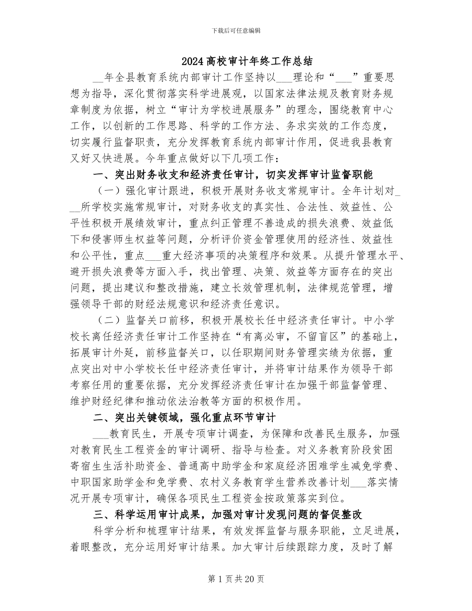 2024高校审计年终工作总结_第1页