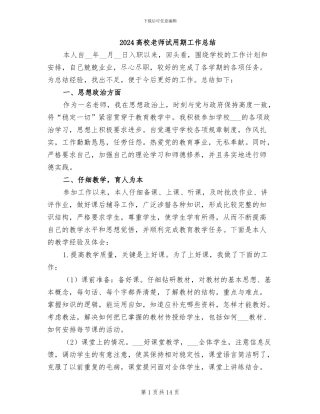 2024高校教师试用期工作总结