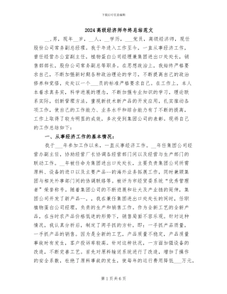 2024高级经济师年终总结范文
