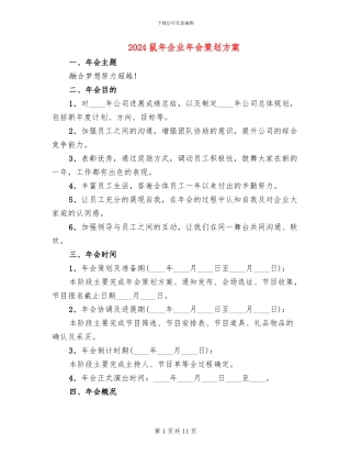 2024鼠年企业年会策划方案