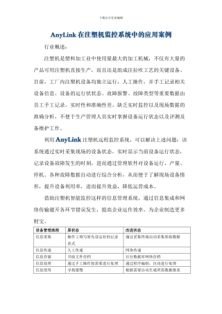 AnyLink注塑机监控解决方案