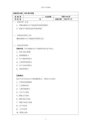 ERP综合实验报告