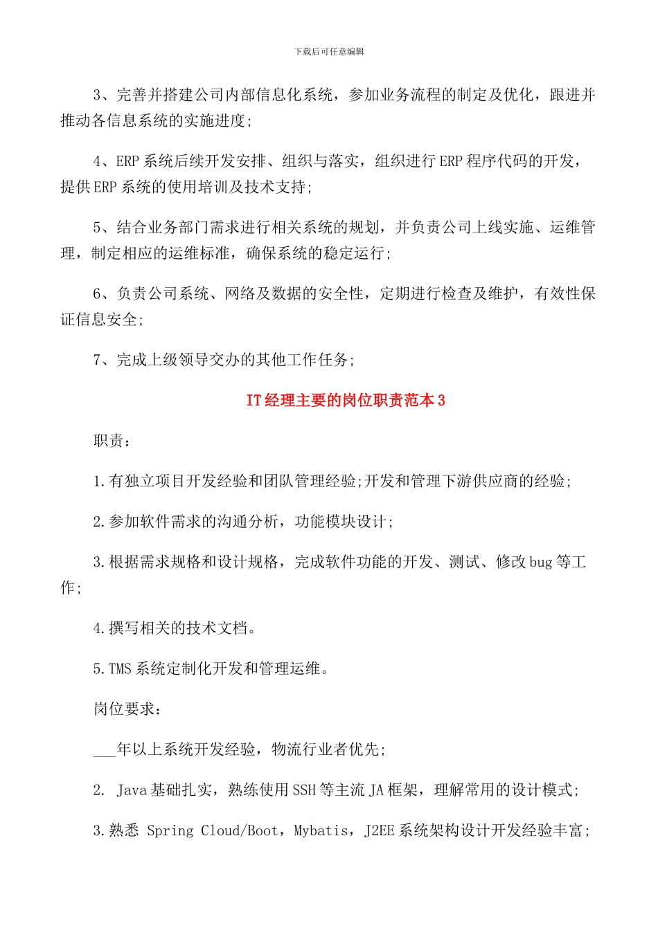 IT经理主要的岗位职责范本_第3页