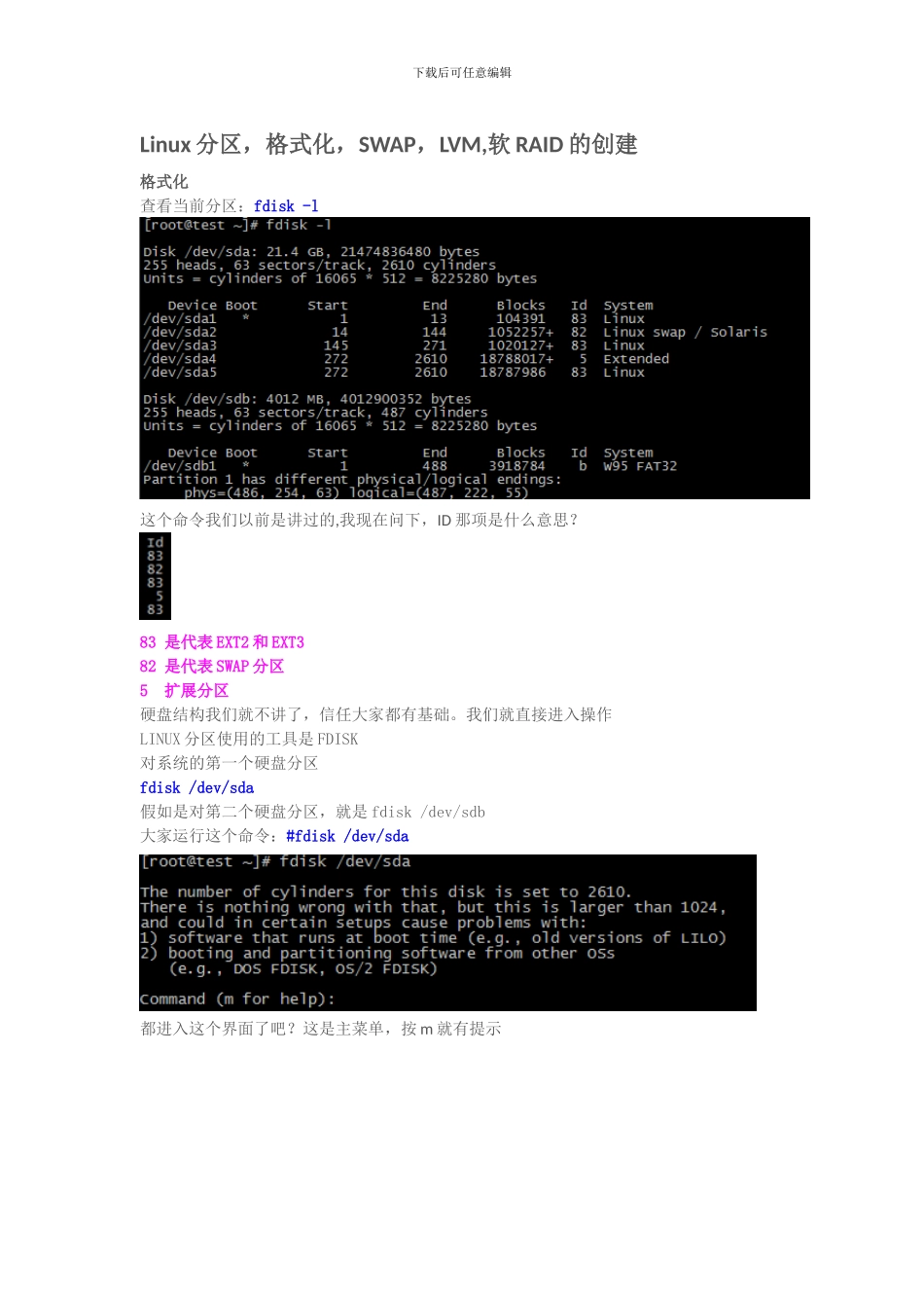 Linux分区，格式化，SWAP，LVM，软RAID的创建_第1页