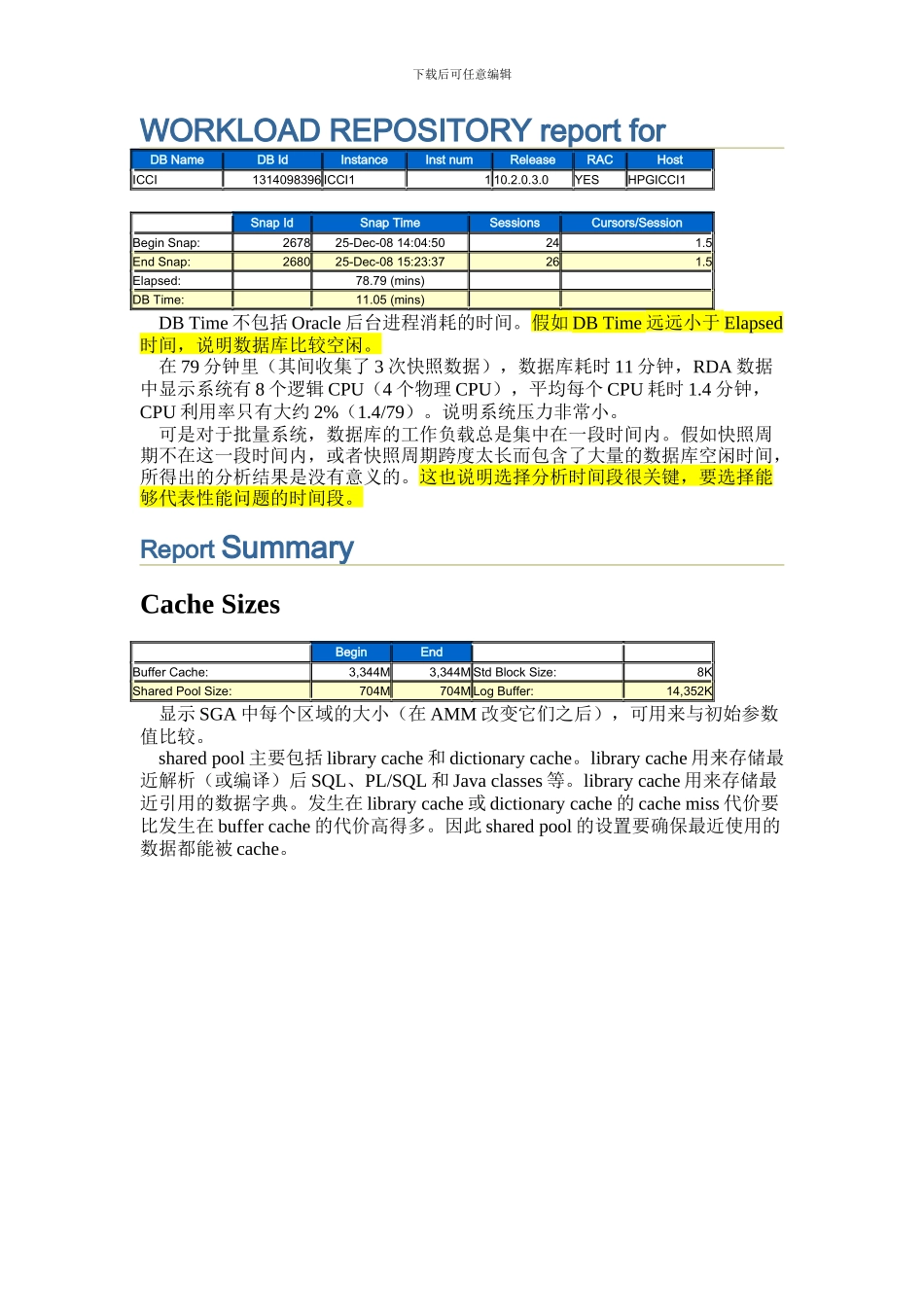 Oracle AWR 报告分析实例讲解_第1页