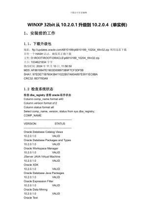 oracle 10g 单实例 升级方案文档