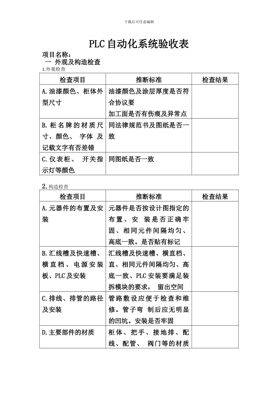 PLC自动化系统验收报告_第1页