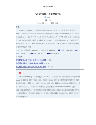 VSAT专题：虚拟现实VR2024112622