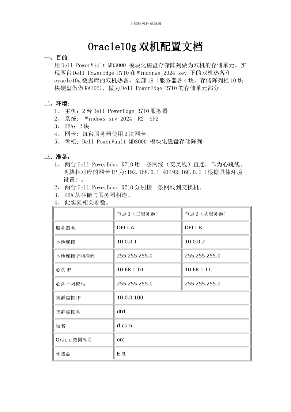 win_XXXX双机热备_oracle_10g_配置文档_第1页