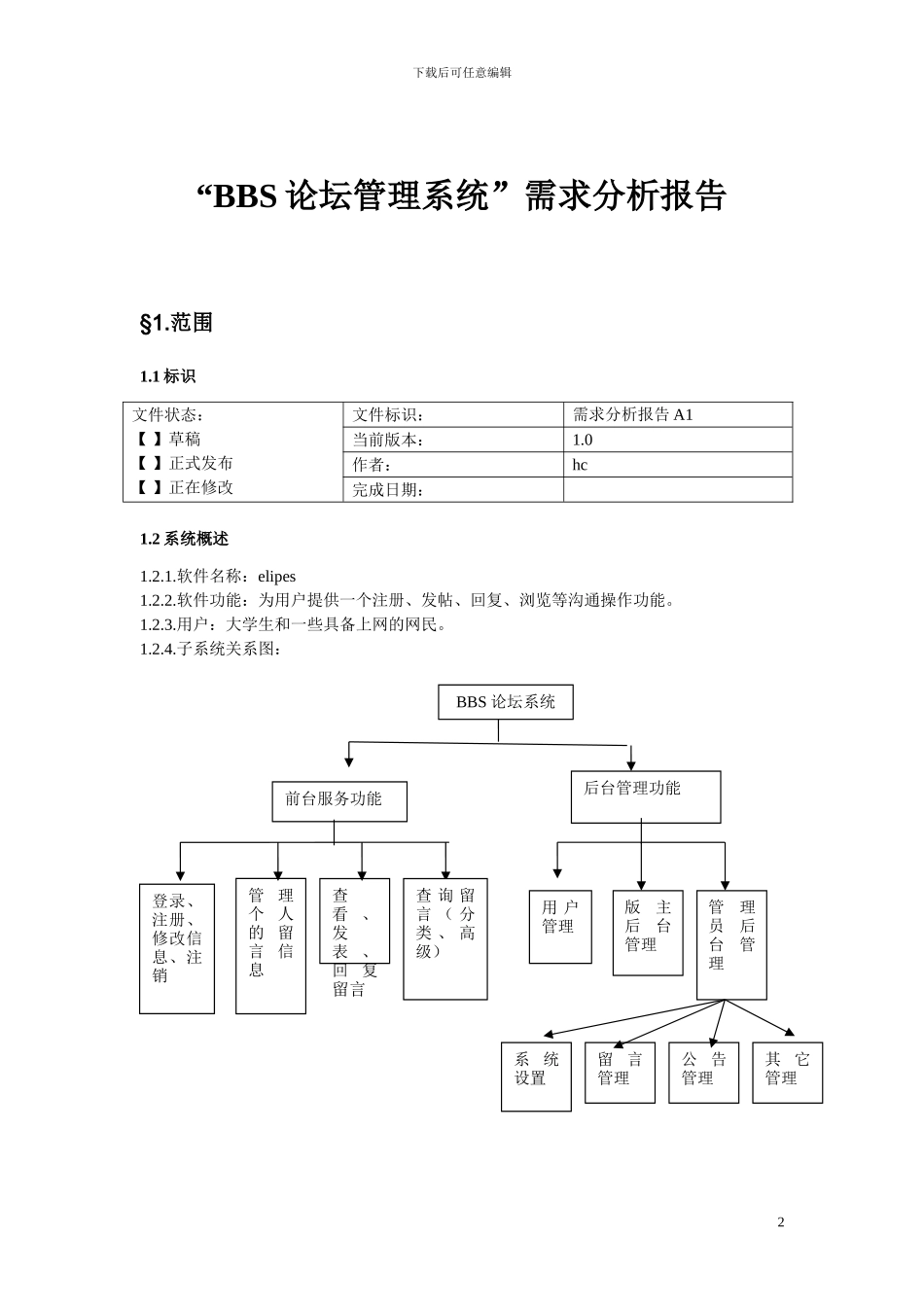 “BBS论坛管理系统”需求分析报告_第2页
