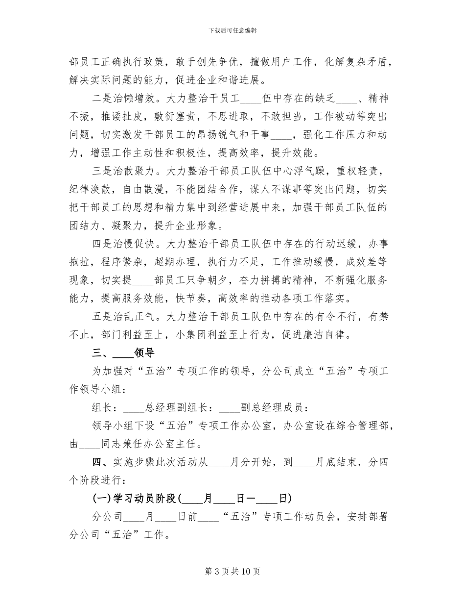 “五查五治”工作方案范本_第3页