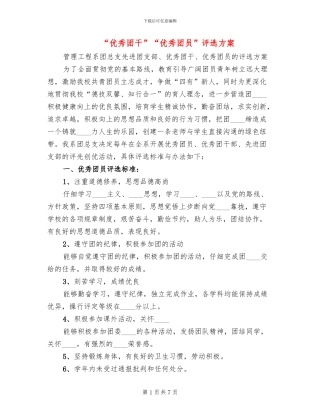 “优秀团干”“优秀团员”评选方案