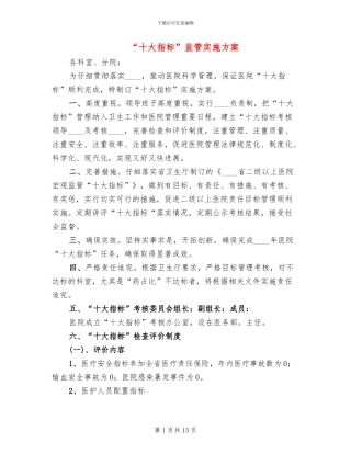 “十大指标”监管实施方案