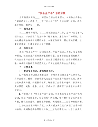 “安全生产年”活动方案