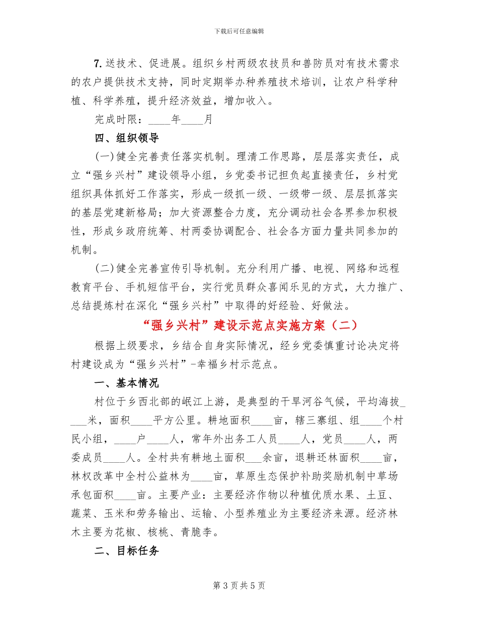 “强乡兴村”建设示范点实施方案_第3页