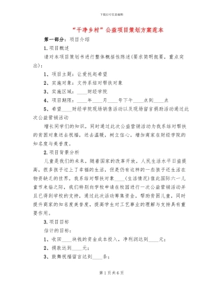 “洁净乡村”公益项目策划方案范本