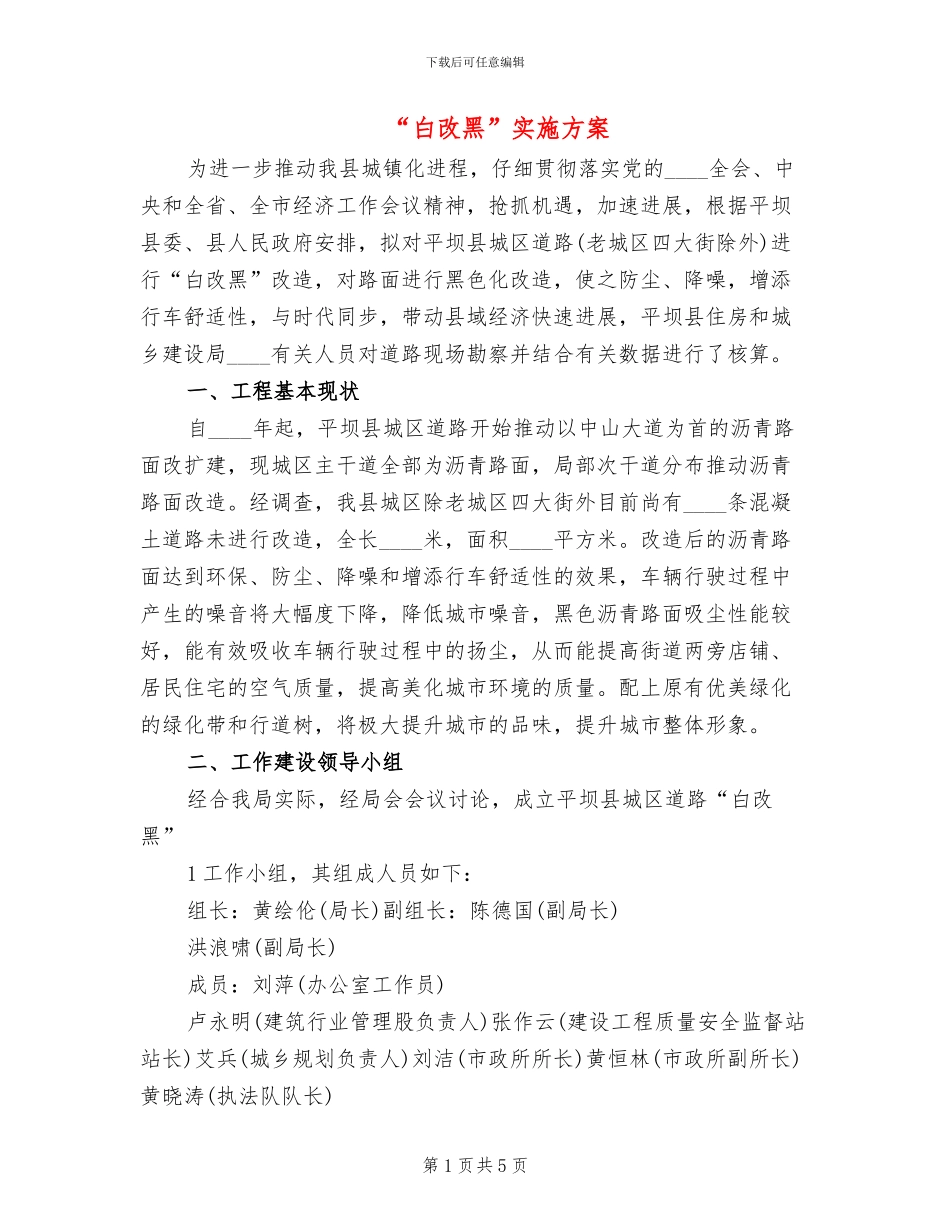“白改黑”实施方案_第1页