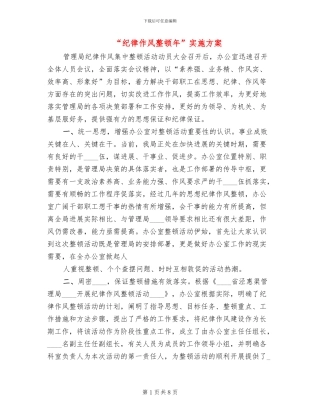 “纪律作风整顿年”实施方案