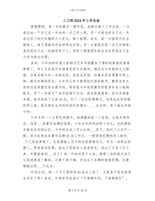 三刀的2024年工作总结