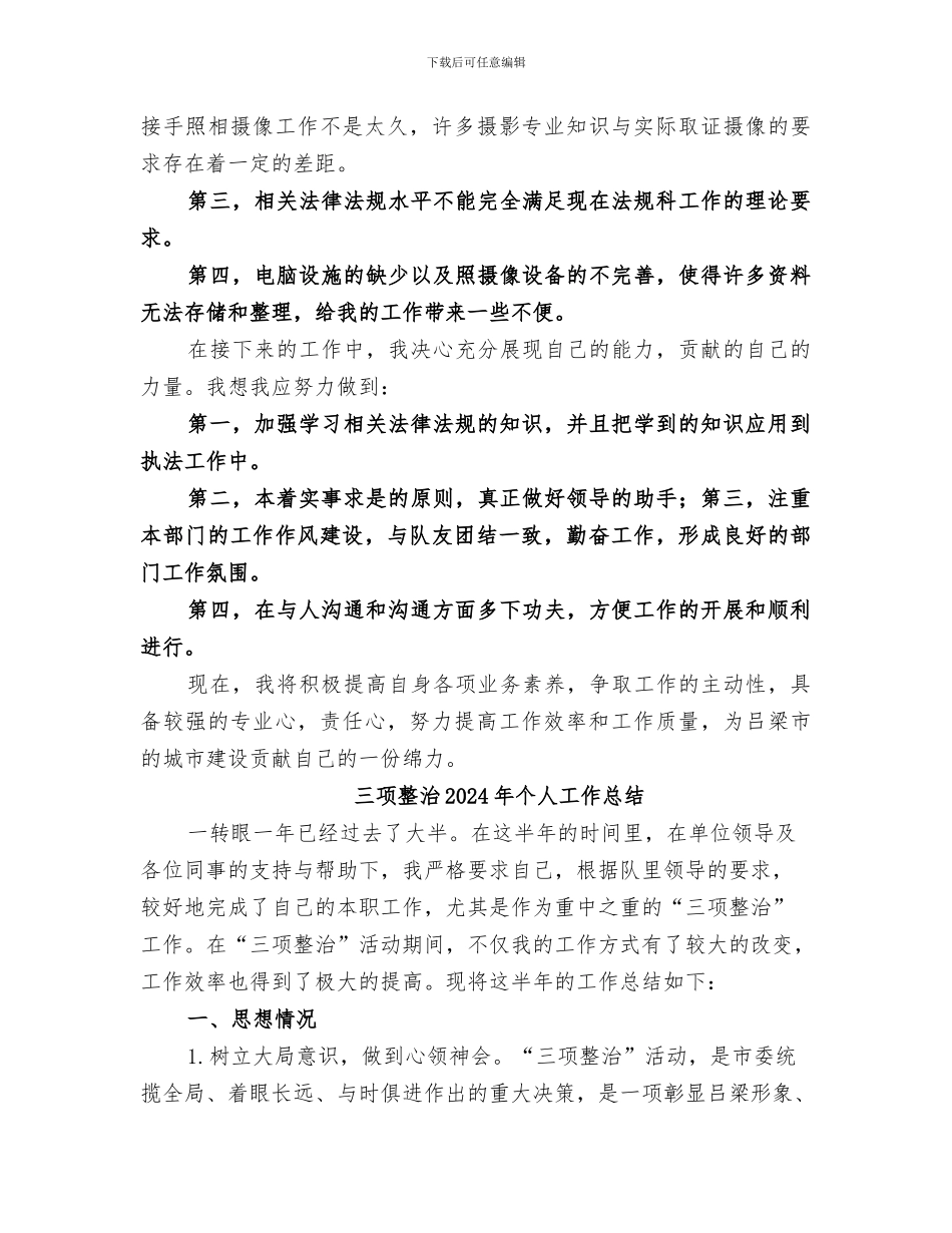 三项整治2024个人工作总结_第3页