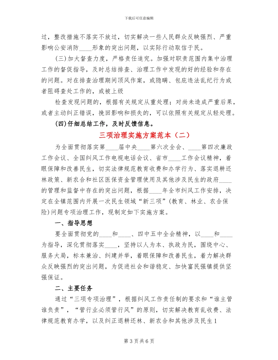 三项治理实施方案范本_第3页