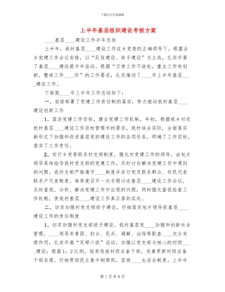 上半年基层组织建设考核方案(2篇)