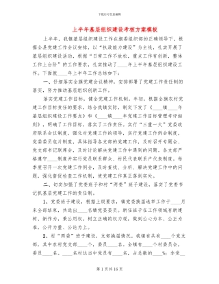 上半年基层组织建设考核方案模板