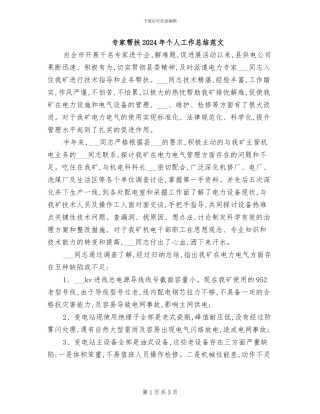 专家帮扶2024年个人工作总结范文