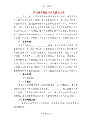 严纪律守规矩正作风整治方案