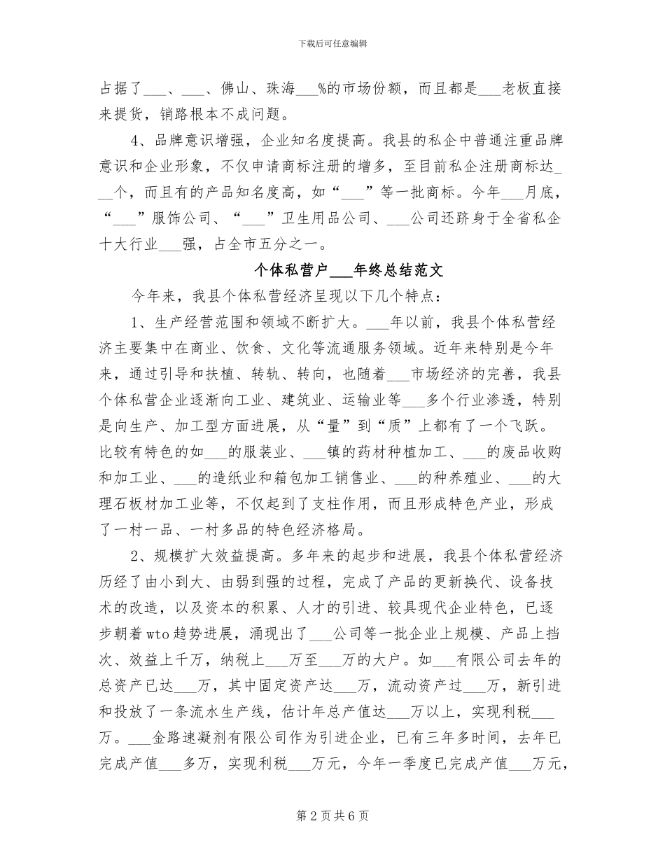 个体私营户2024年终总结_第2页