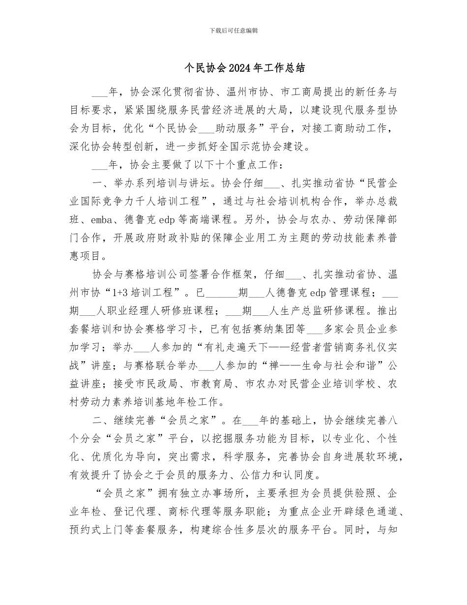 个民协会2024年工作总结_第1页