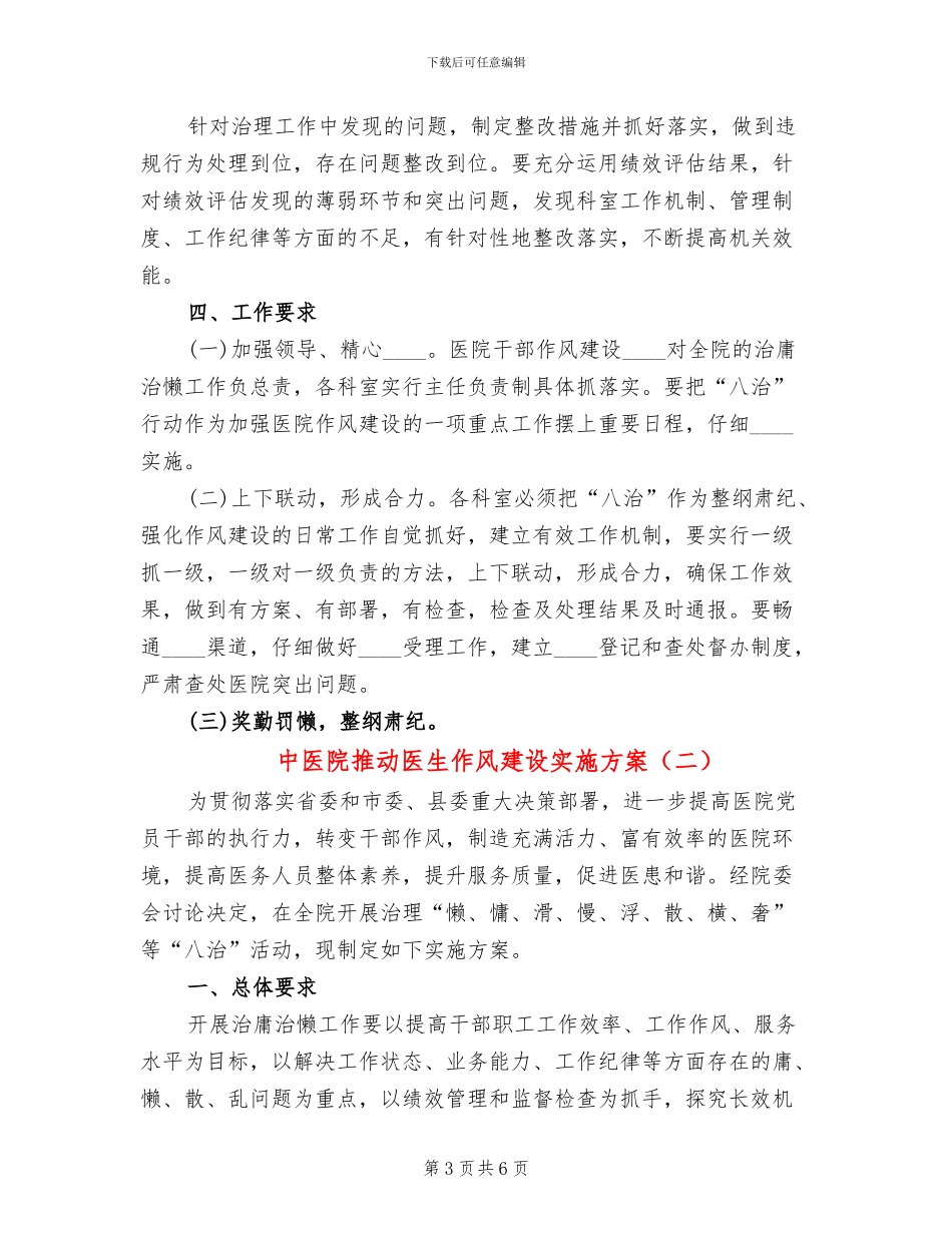 中医院推进医生作风建设实施方案_第3页