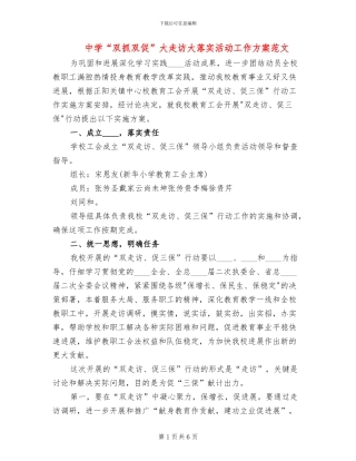 中学“双抓双促”大走访大落实活动工作方案范文(2篇)