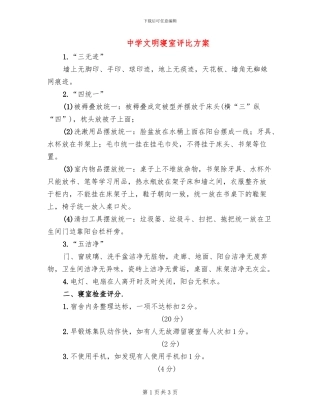 中学文明寝室评比方案