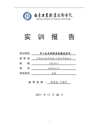 中小型企业网组建实训报告