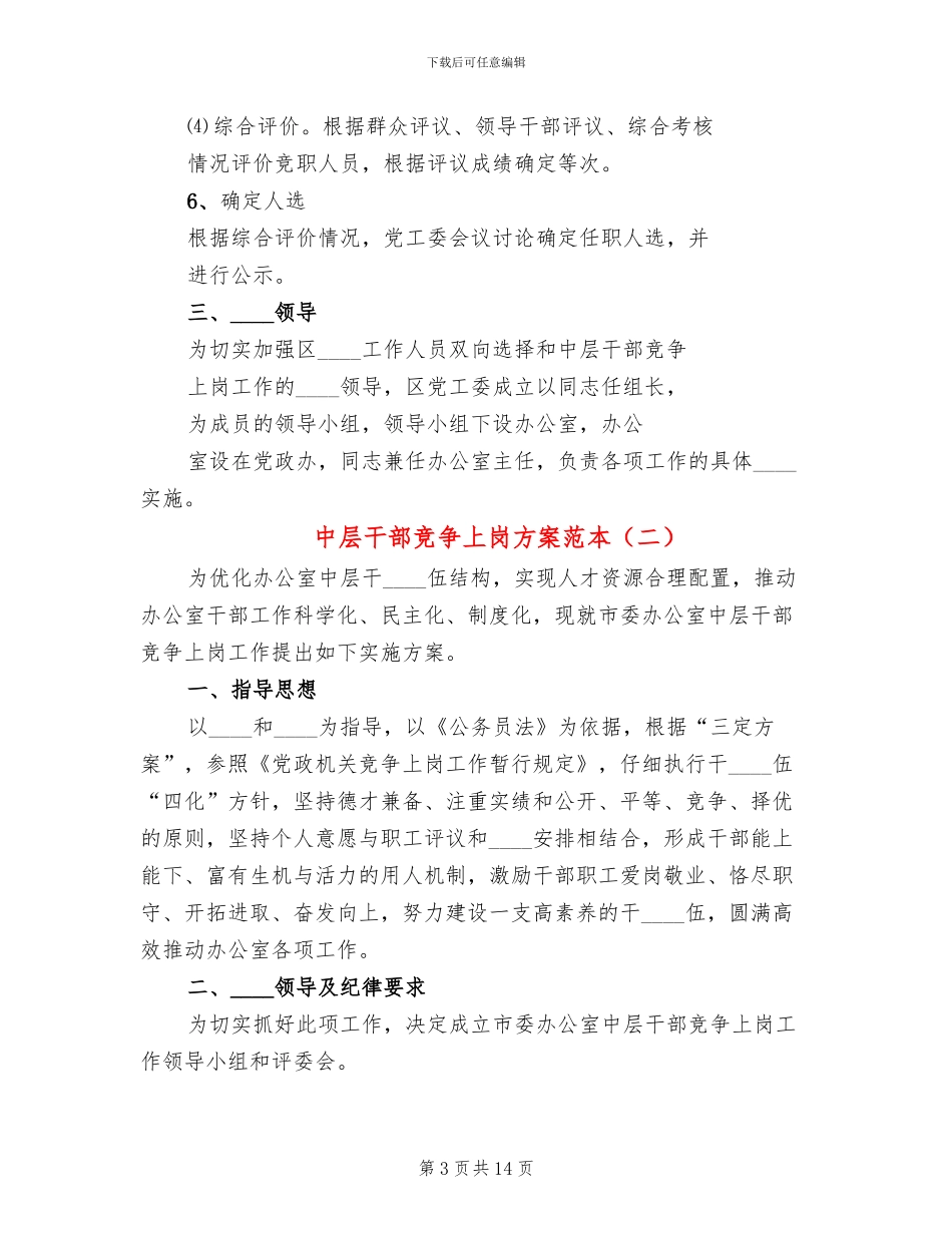 中层干部竞争上岗方案范本_第3页